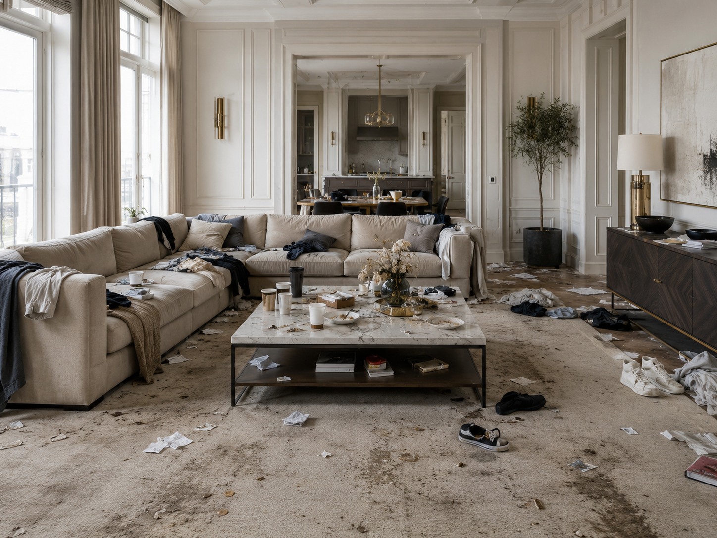 The living room before preparation